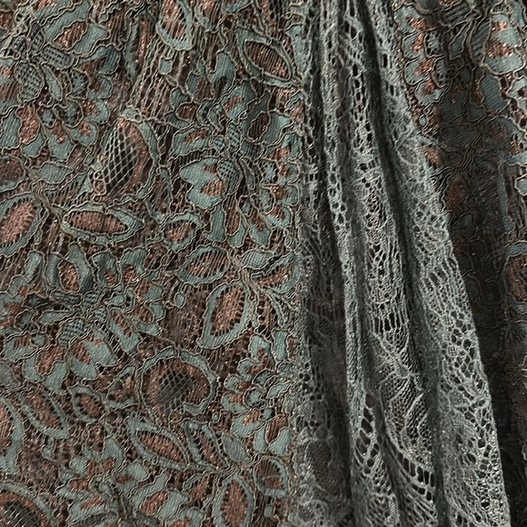 Free People lace midi dress, fully lined except upper back, size M, teal/black - Picture 5 of 5